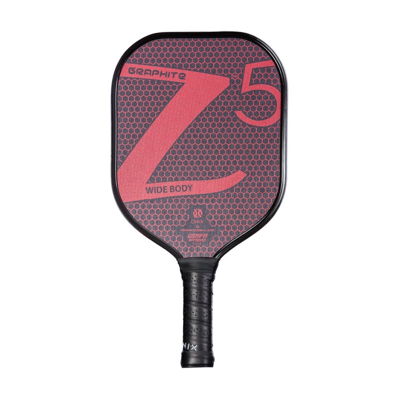 ONIX Graphite Z5 Pickleball Paddle (Graphite Carbon Fiber Face with Rough Texture Surface, Cushion Comfort Grip and Nomex Honeycomb Core for Touch, Control, and Power), Red - Image 1